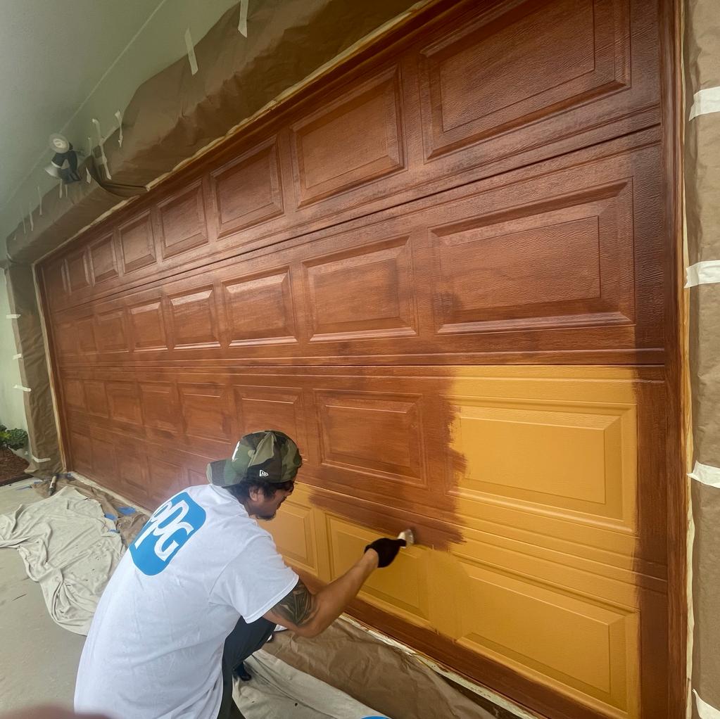 Garage door transformation in progress